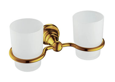 Gouden badkamer accessoire dubbele tumbler houder muur montage twee bekers