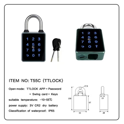 Bluetooth PadLock met touchscreen voor Courtycard deur hek deur uitgang deur