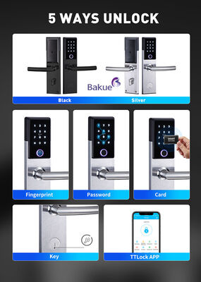 Bluetooth brandwerende slimme deurslot Zwart Zilver met Kaart Code Vingerafdruk APP WiFi Bruto Gewicht 285Kg Veilig Toegangssysteem