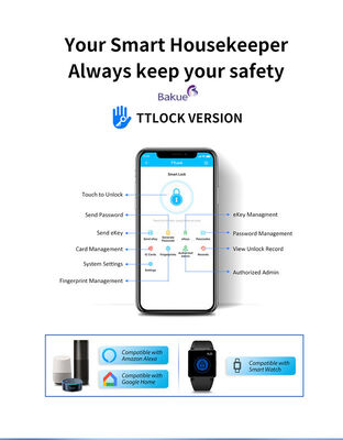Smart Door Lock CE Brandgewaardeerd EN1634 1 EN14846 Zwart en zilver Beveiligd Toegangscontrolesysteem