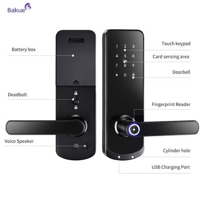 Brandbestendig 60min Fits Doordikte 38 tot 50mm 60min Brandbestendig Smart Door Lock met WiFi eKey APP Remote Control Access Management Device